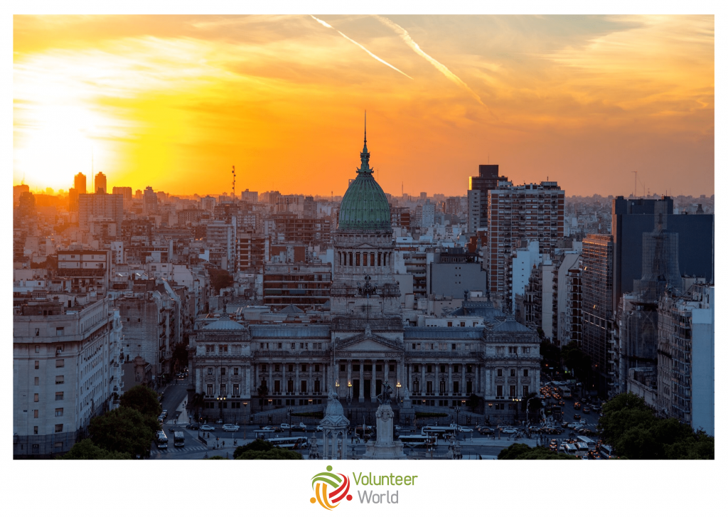 Sunset view of Buenos Aires in Argentina